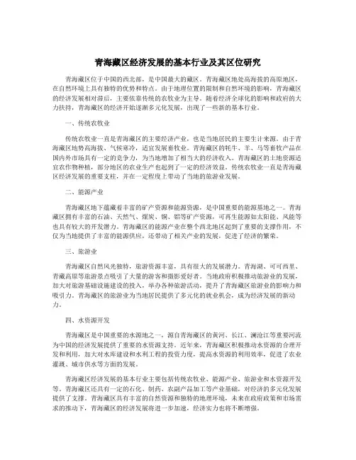 青海藏区经济发展的基本行业及其区位研究