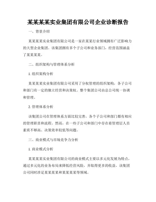 某某某某实业集团有限公司企业诊断报告