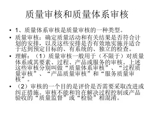 质量体系审核的类型