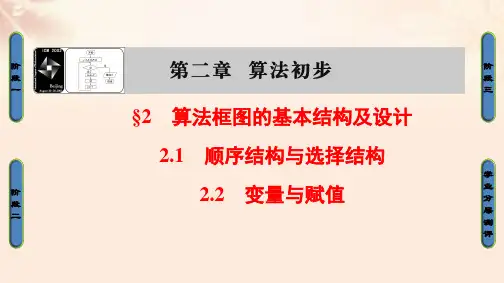 高中数学第2章算法初步2.1顺序结构与选择结构2.2变量与赋值课件北师大版必修3