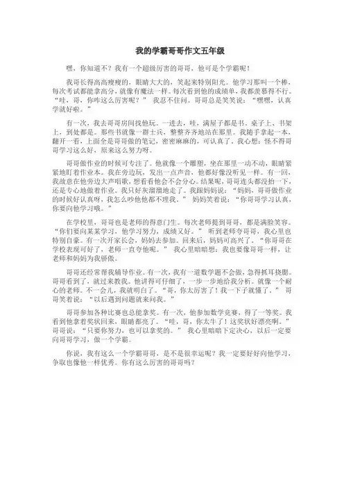 我的学霸哥哥作文五年级