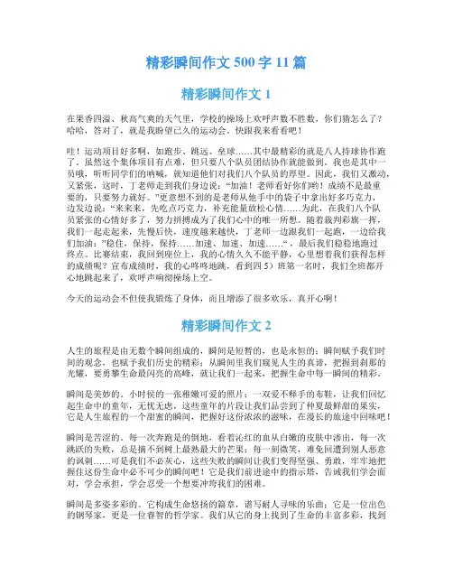 精彩瞬间作文500字11篇