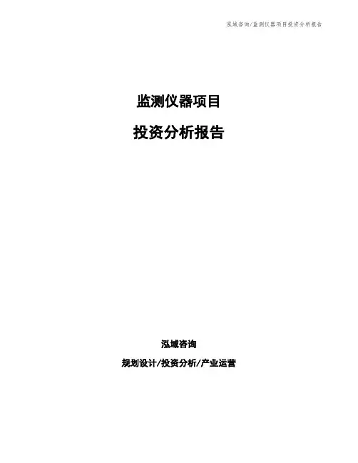 监测仪器项目投资分析报告