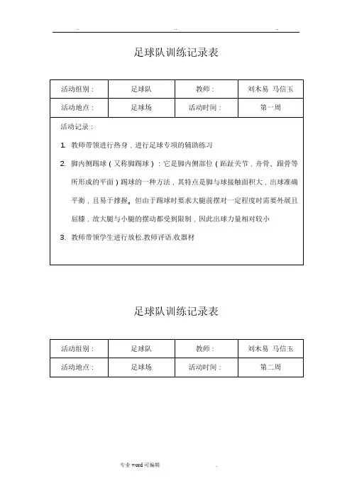 足球队训练记录表(足球队)