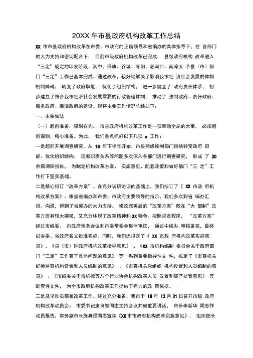 2019年市县政府机构改革工作总结