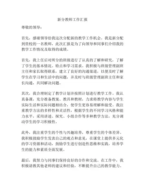 新分教师工作汇报