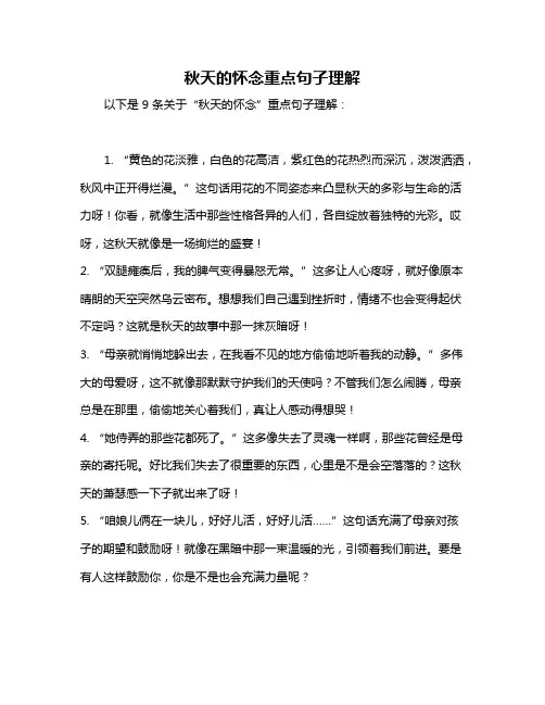 秋天的怀念重点句子理解