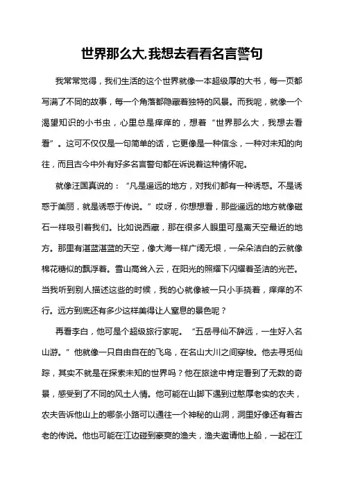 世界那么大,我想去看看名言警句
