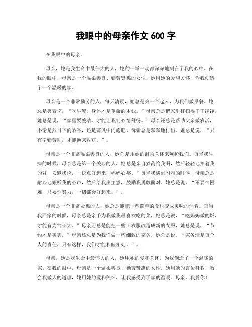 我眼中的母亲作文600字