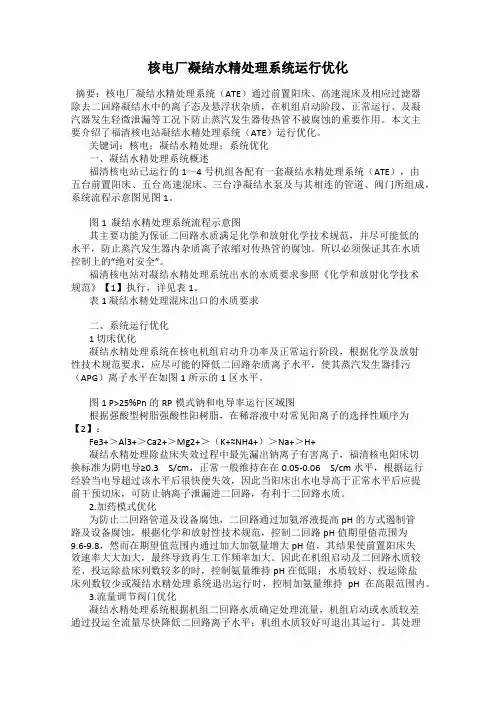 核电厂凝结水精处理系统运行优化