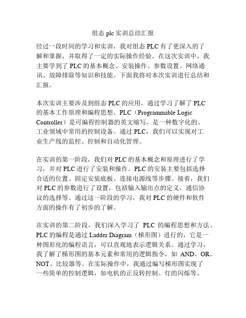 组态plc实训总结汇报