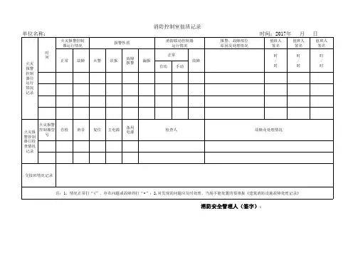 消防控制室值班记录表模板