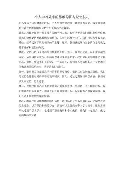 个人学习效率的思维导图与记忆技巧
