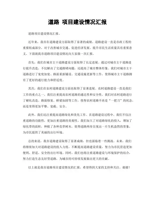 道路 项目建设情况汇报