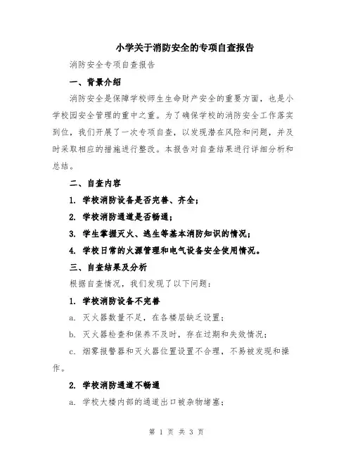 小学关于消防安全的专项自查报告