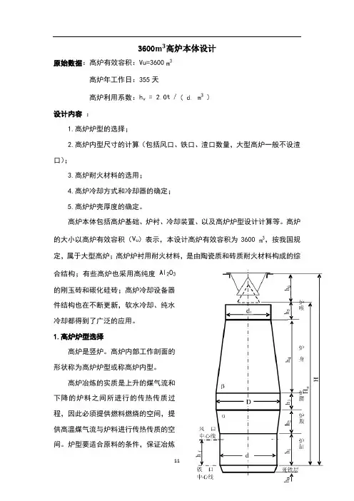 高炉炉型选择以及炉容计算