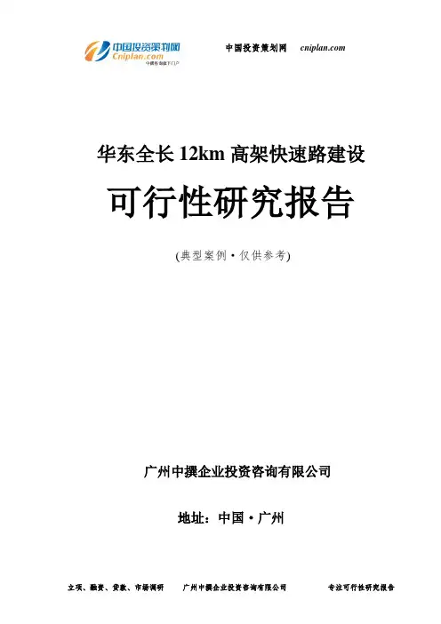 华东全长12km高架快速路建设可行性研究报告-广州中撰咨询