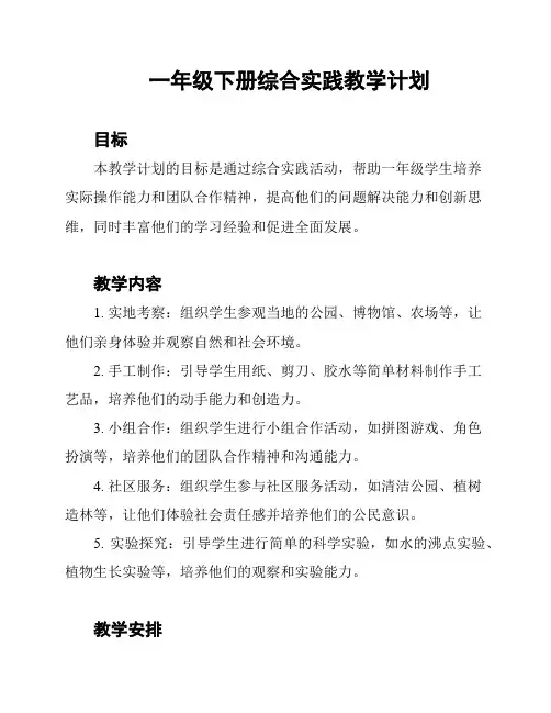 一年级下册综合实践教学计划