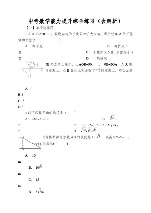中考数学能力提升综合练习(含解析)