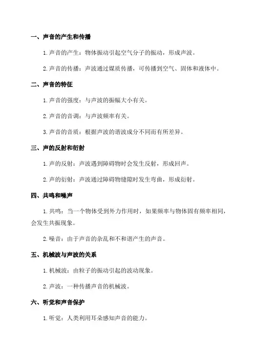 九年级中考一轮复习声现象复习提纲