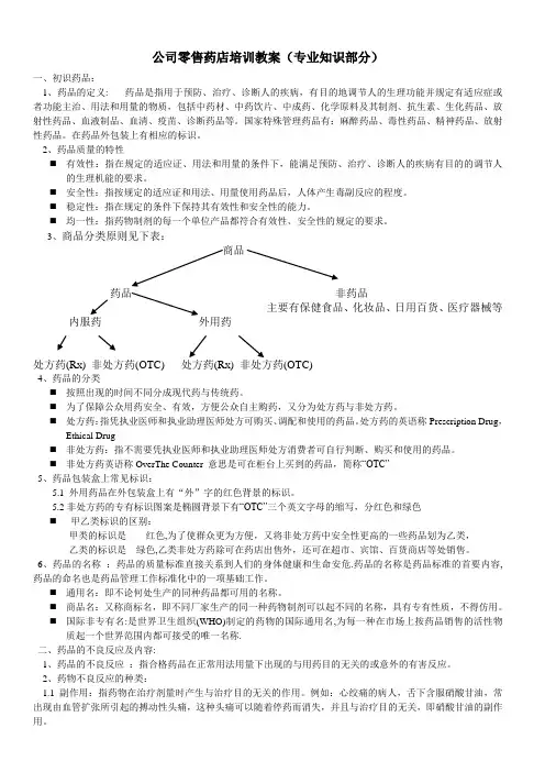 公司零售药店强化培训培训教案