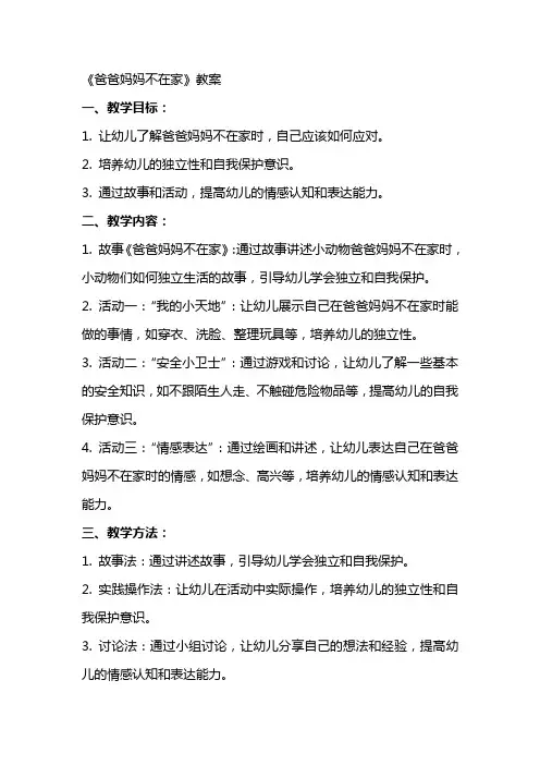 《爸爸妈妈不在家》教案