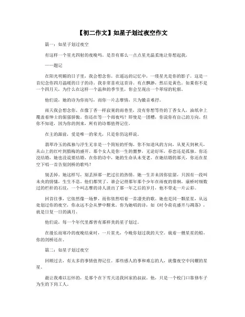 【初二作文】如星子划过夜空作文
