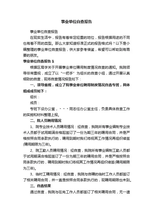 事业单位自查报告
