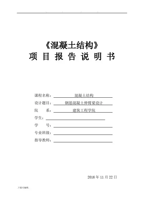 钢筋混凝土伸臂梁设计说明