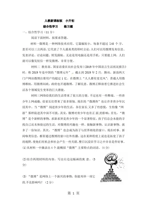 小升初语文知识点专项练习综合性学习19_人教新课标版