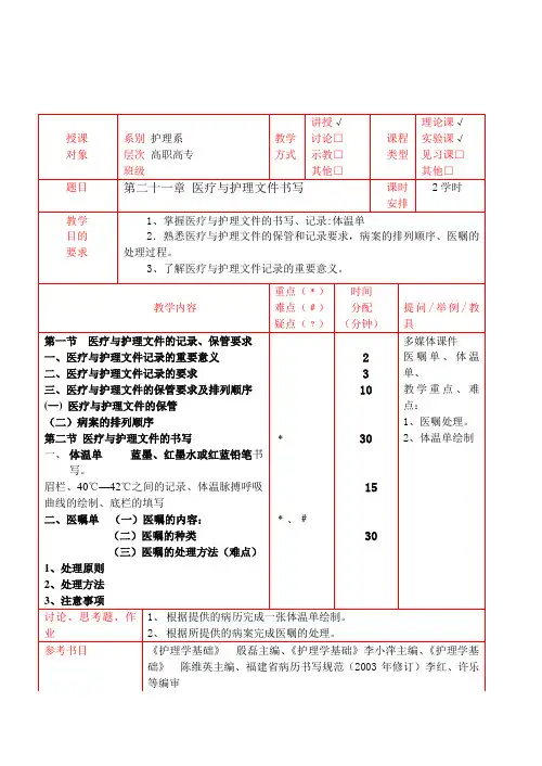 第二十一章医疗与护理文件记录(1)