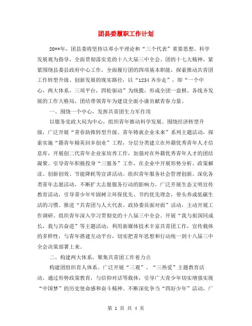团县委履职工作计划