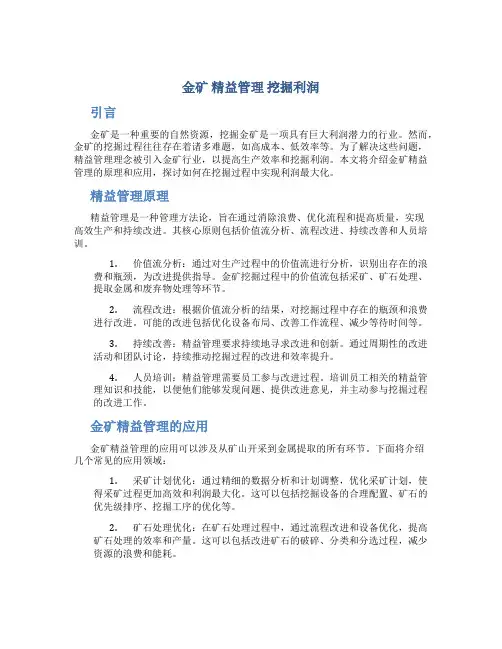 金矿 精益管理 挖掘利润