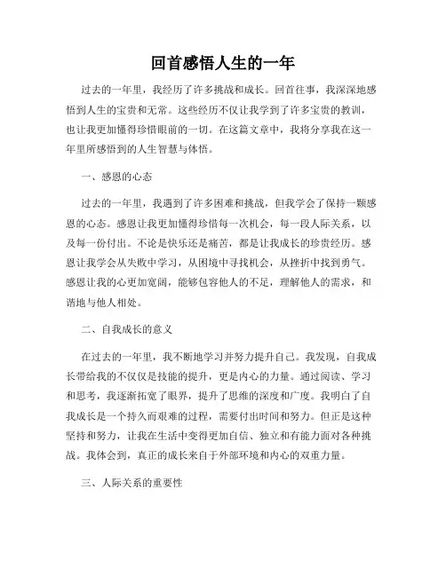 回首感悟人生的一年