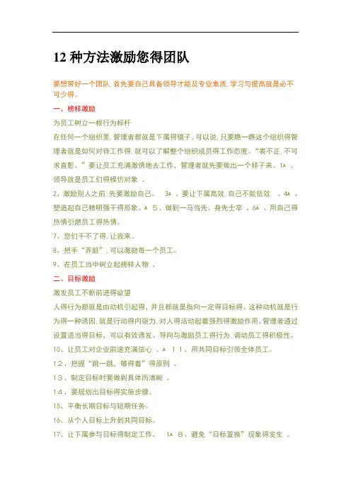 团队激励方案