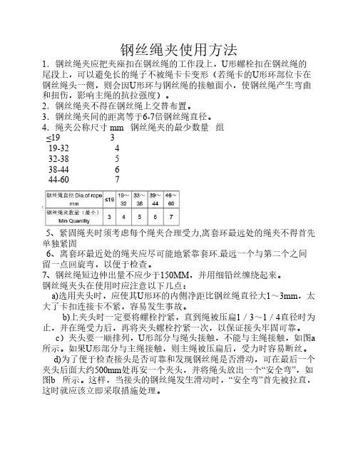 钢丝绳夹使用方法