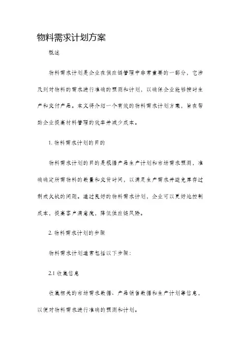 物料需求计划方案