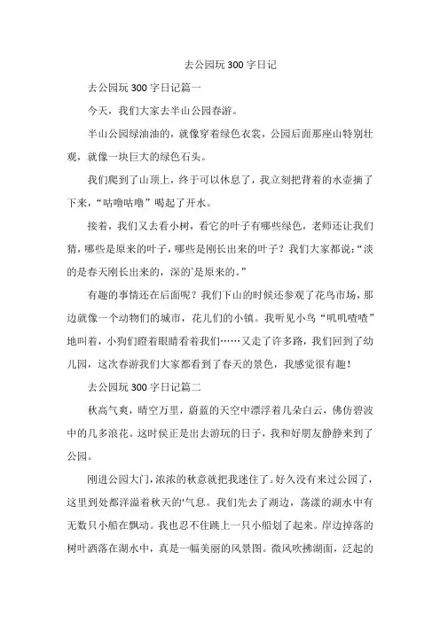 去公园玩300字日记