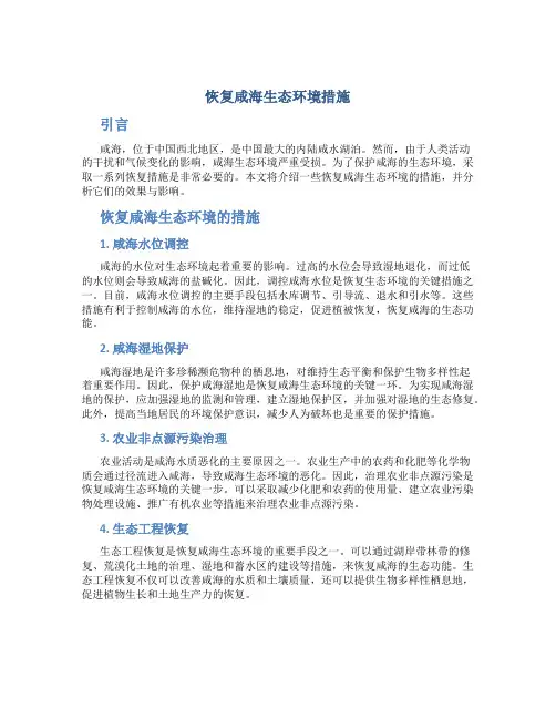 恢复咸海生态环境措施