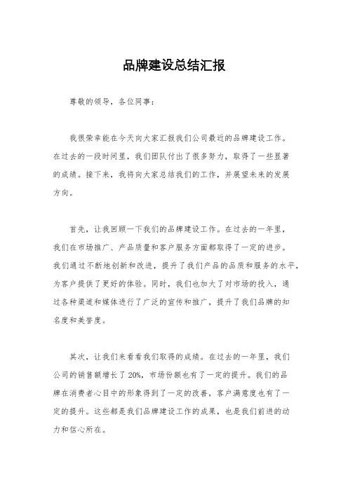 品牌建设总结汇报