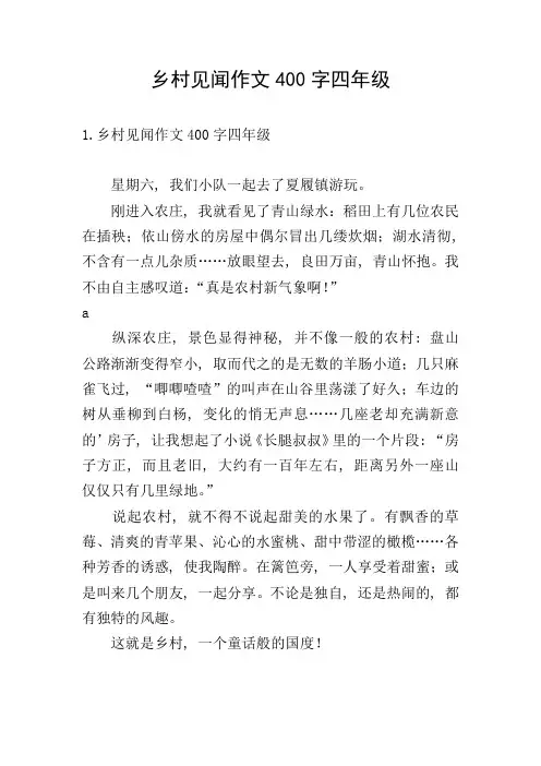乡村见闻作文400字四年级
