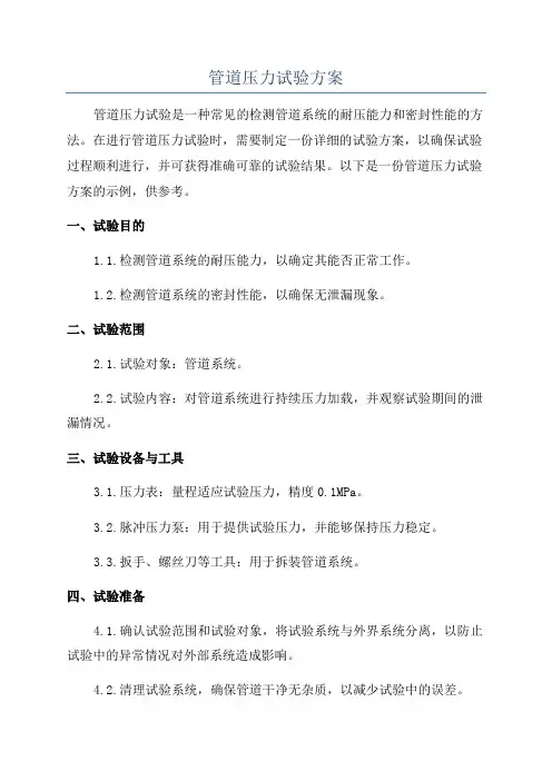 管道压力试验方案