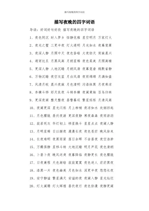 描写夜晚的四字词语