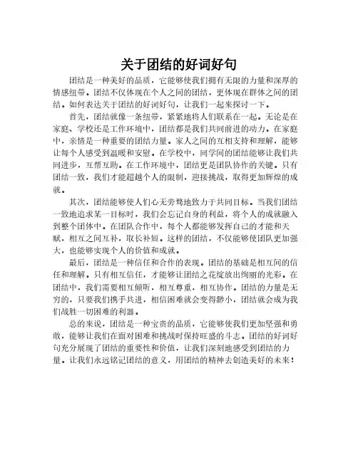 关于团结的好词好句