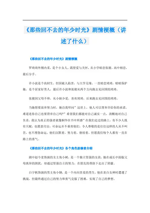 《那些回不去的年少时光》剧情梗概(讲述了什么)