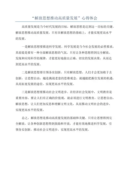 “解放思想推动高质量发展”心得体会