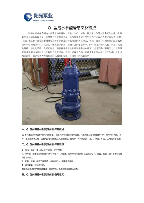 QJ型潜水泵型号意义及特点