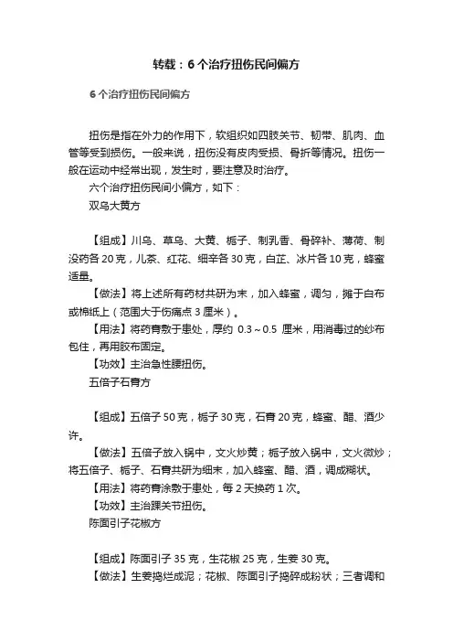 转载：6个治疗扭伤民间偏方
