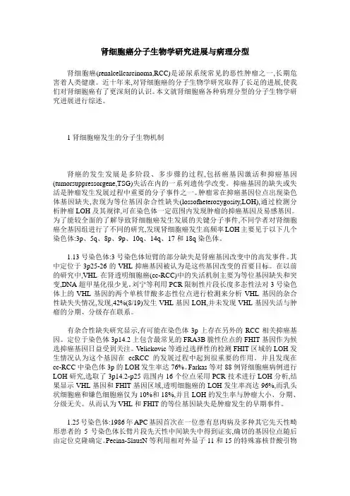 肾细胞癌分子生物学研究进展与病理分型
