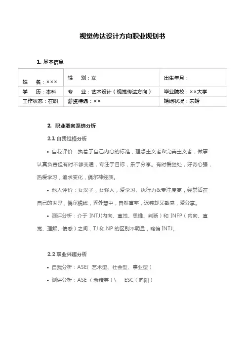 视觉传达设计职业规划书